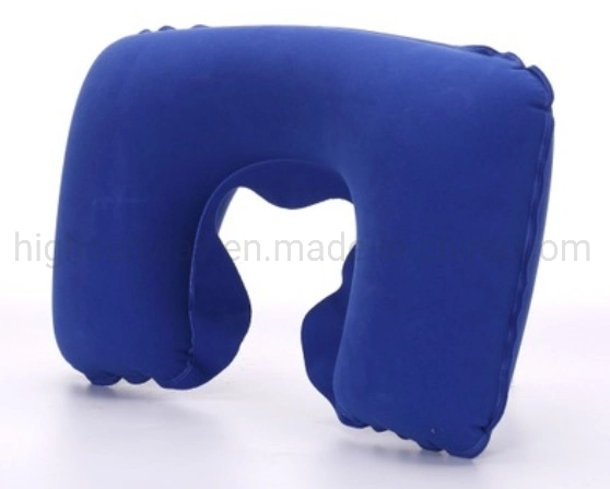 Inflatable Flocked PVC Air Travel Pillow for Promotional Gift